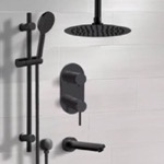Remer TSR73 Black Ceiling Tub and Shower Faucet Set with Handheld